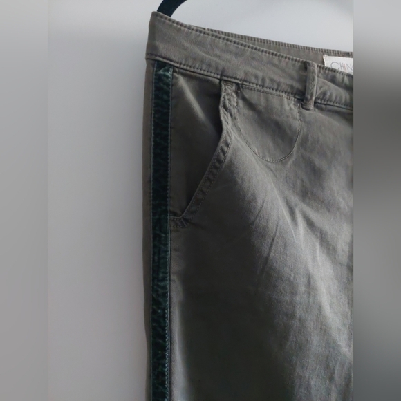 Anthropologie Chino Pants Straight Leg Velvet side stripe Relaxed Pants - Picture 5 of 7